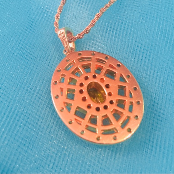 New Gold Necklace With Natural Chrysoprase Gem - Picture 4 of 8